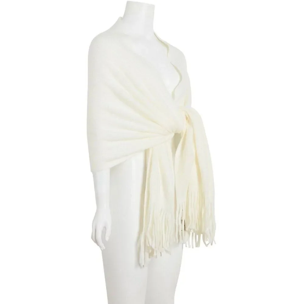 Steve Madden Ivory Off White Fleece Blanket Scarf Super-Soft Knit Muffler NWT
